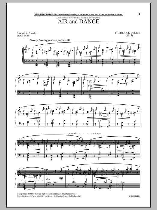 Learn to play Frederick Delius Air And Dance sheet music for Piano Solo in minutes. Price: 7.8900$ Frederick Delius Air And Dance sheet music notes and chords arranged for Piano Solo