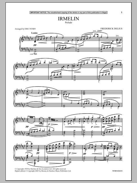 Learn to play Frederick Delius Irmelin (Prelude) sheet music for Piano Solo in minutes. Price: 7.8900$ Frederick Delius Irmelin (Prelude) sheet music notes and chords arranged for Piano Solo
