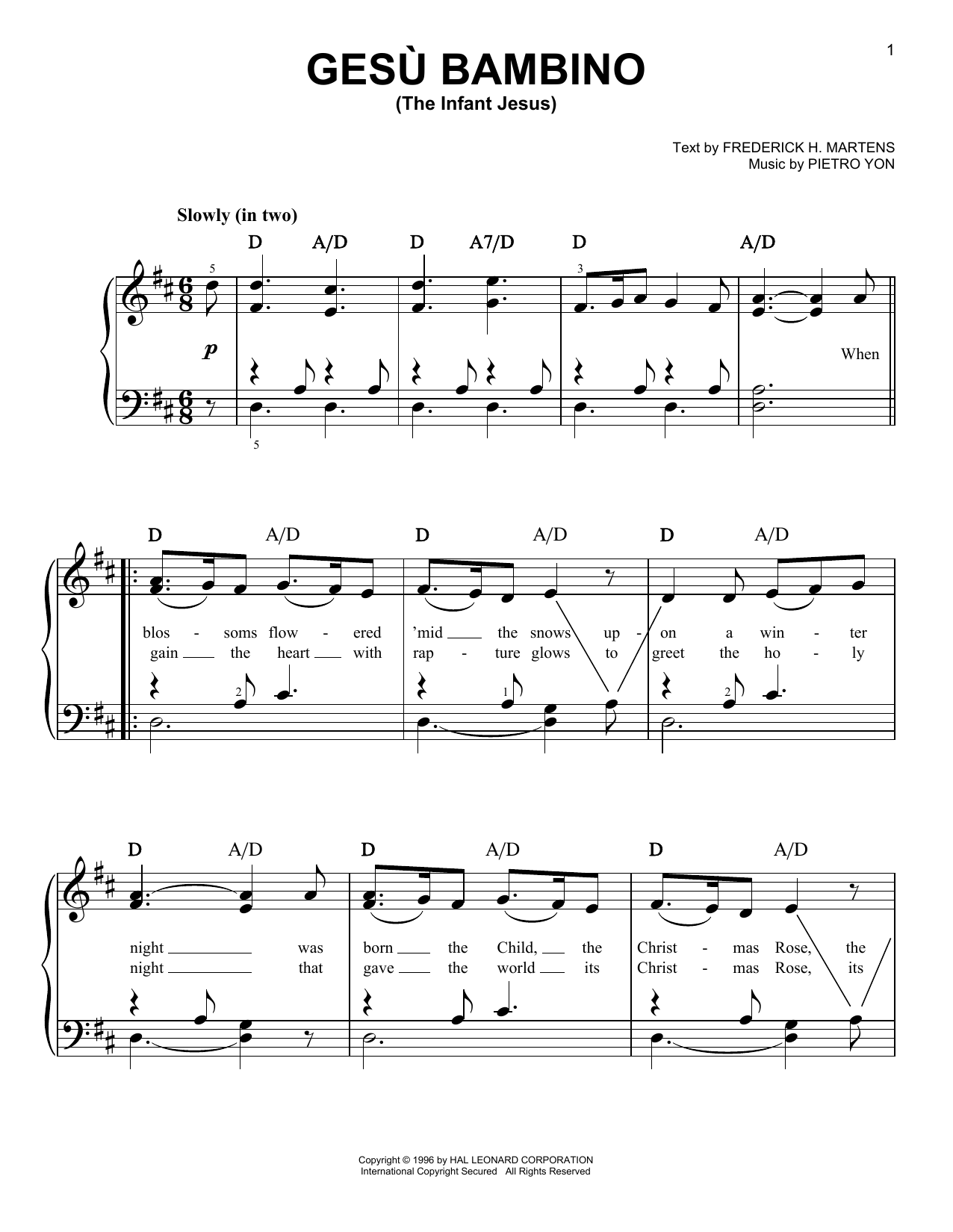 Frederick H. Martens Gesu Bambino (The Infant Jesus) sheet music notes and chords. Download Printable PDF.