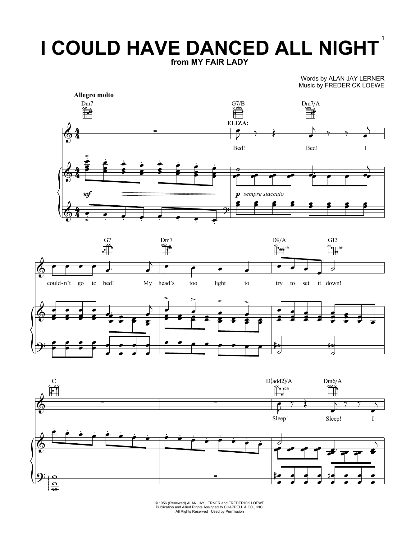 Frederick Loewe I Could Have Danced All Night sheet music notes and chords. Download Printable PDF.