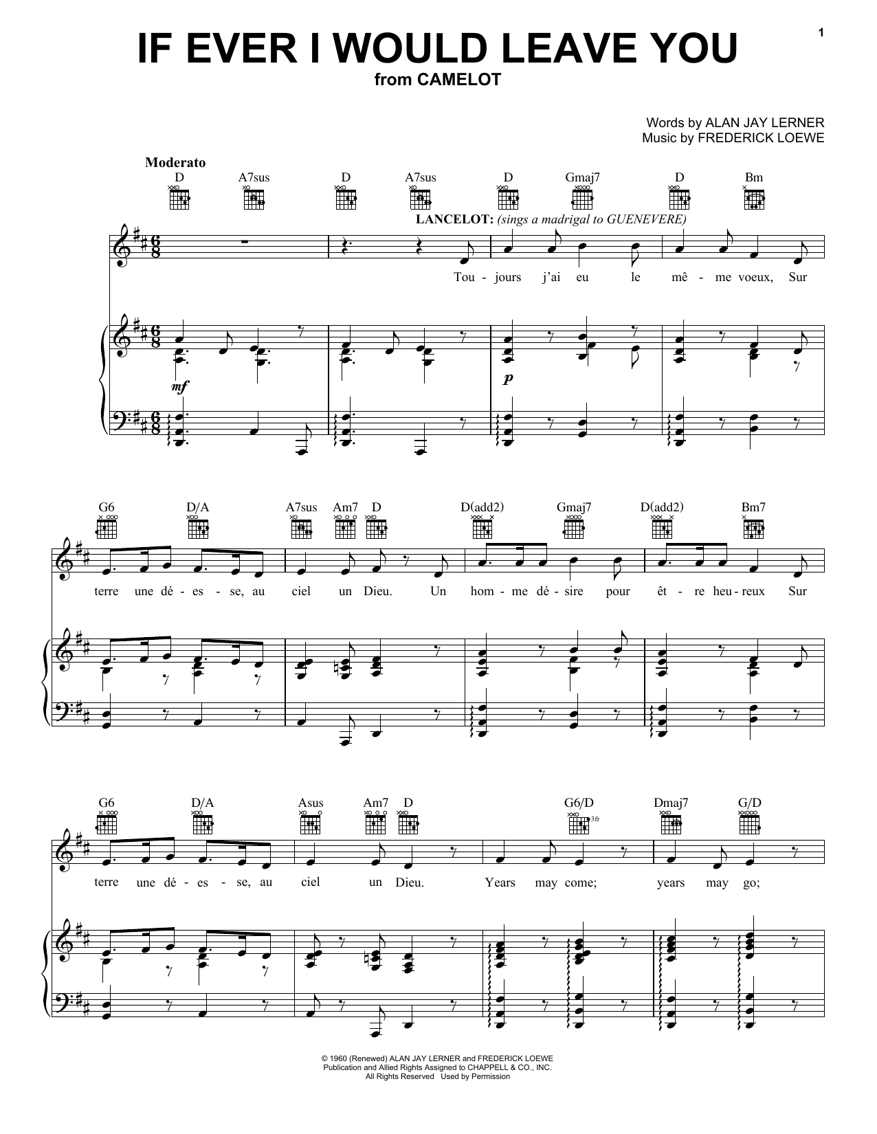 Frederick Loewe If Ever I Would Leave You sheet music notes and chords. Download Printable PDF.