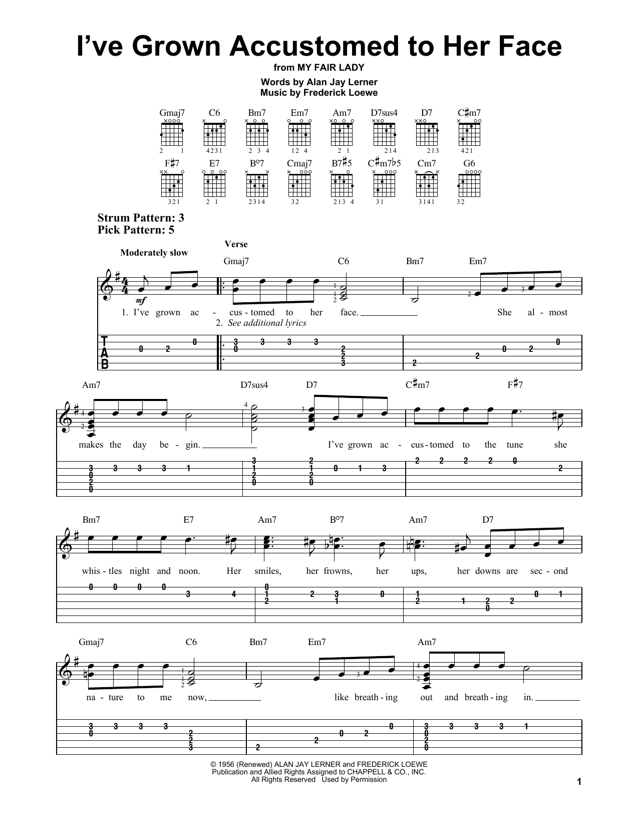 Frederick Loewe I've Grown Accustomed To Her Face sheet music notes and chords. Download Printable PDF.