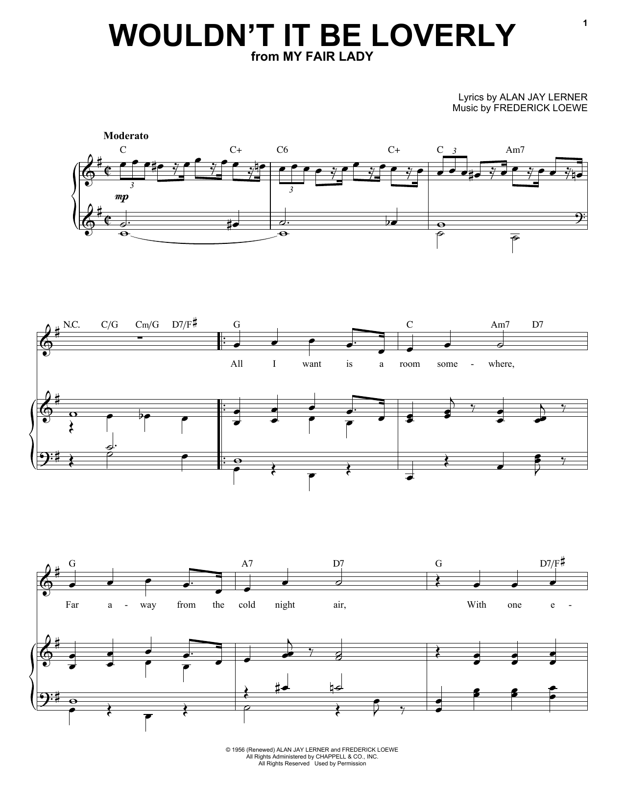 Frederick Loewe Wouldn't It Be Loverly sheet music notes and chords. Download Printable PDF.