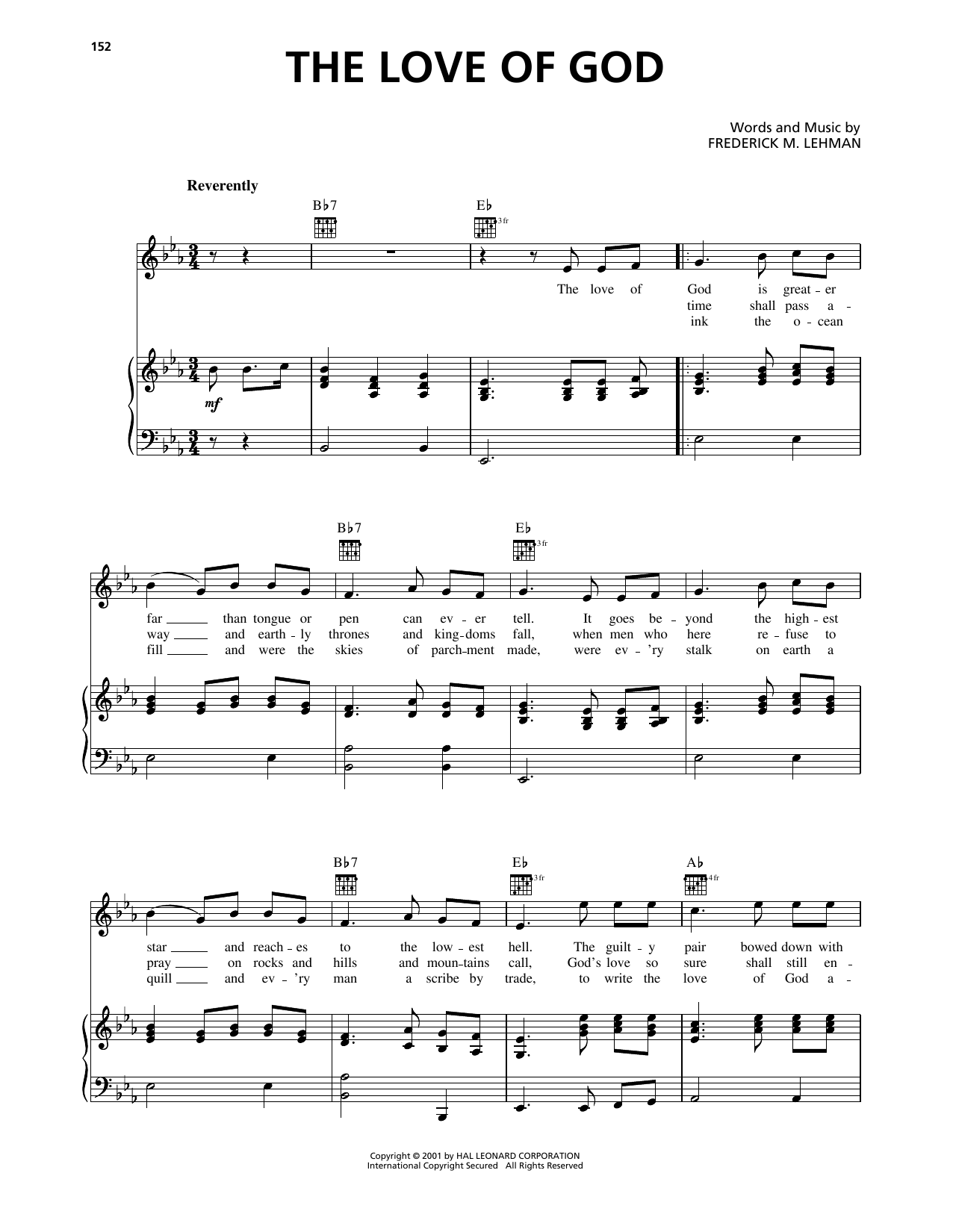 Frederick M. Lehman The Love Of God sheet music notes and chords. Download Printable PDF.