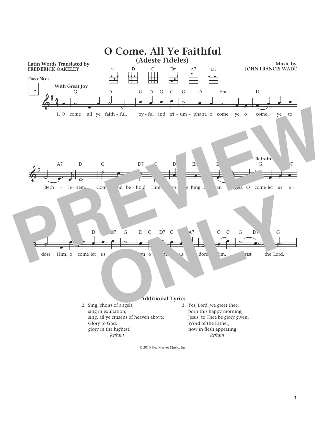 Learn to play Frederick Oakeley (English) O Come, All Ye Faithful (from The Daily Ukulele) (arr. Liz and Jim Beloff) sheet music for Ukulele in minutes. Price: 5.9900$ Frederick Oakeley (English) O Come, All Ye Faithful (from The Daily Ukulele) (arr. Liz and Jim Beloff) sheet music notes and chords arranged for Ukulele