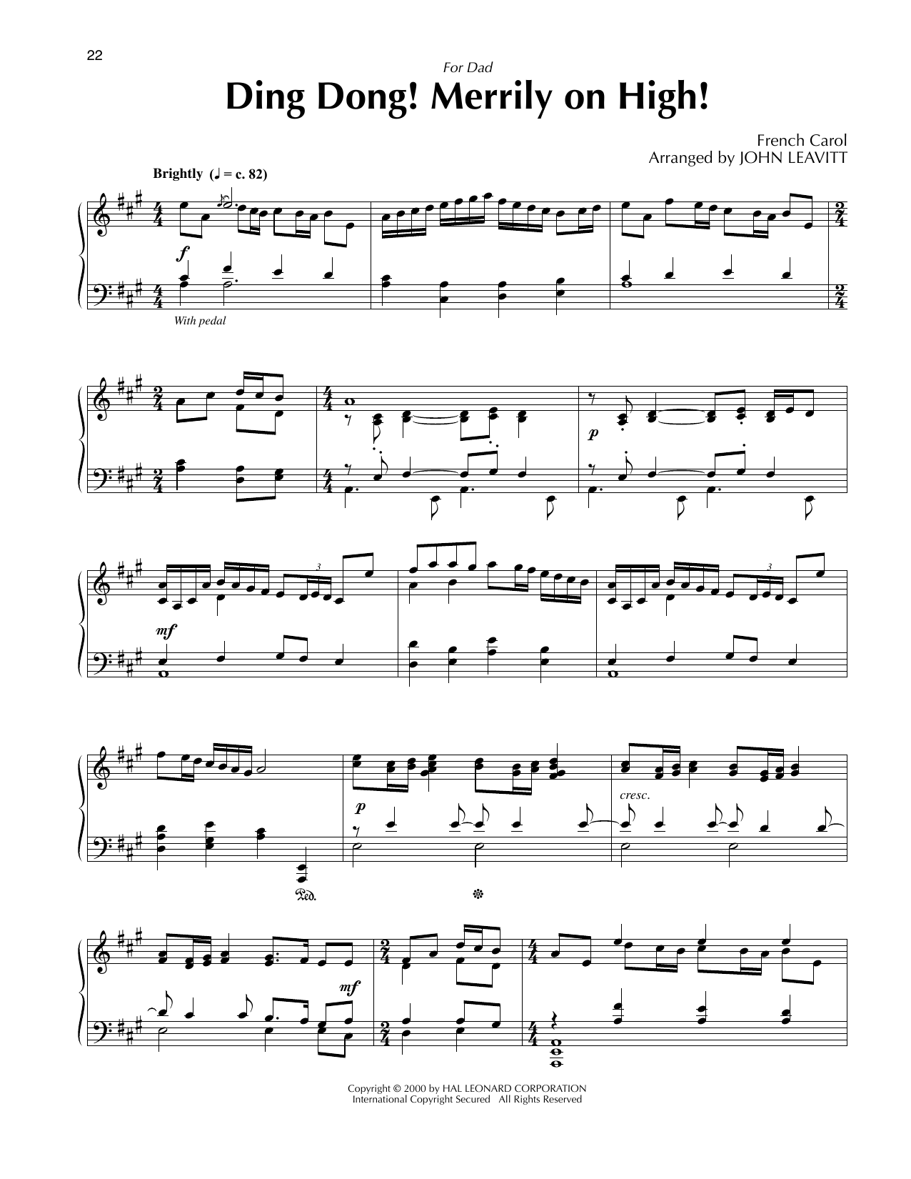 French Carol Ding Dong! Merrily On High! (arr. John Leavitt) sheet music notes and chords. Download Printable PDF.