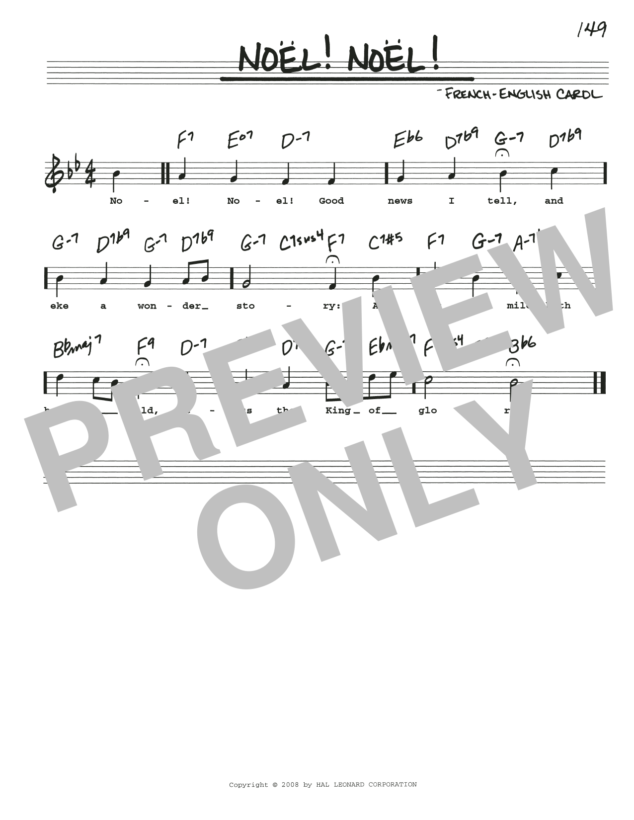 Traditional Carol Noel! Noel! sheet music notes and chords arranged for Real Book – Melody, Lyrics & Chords