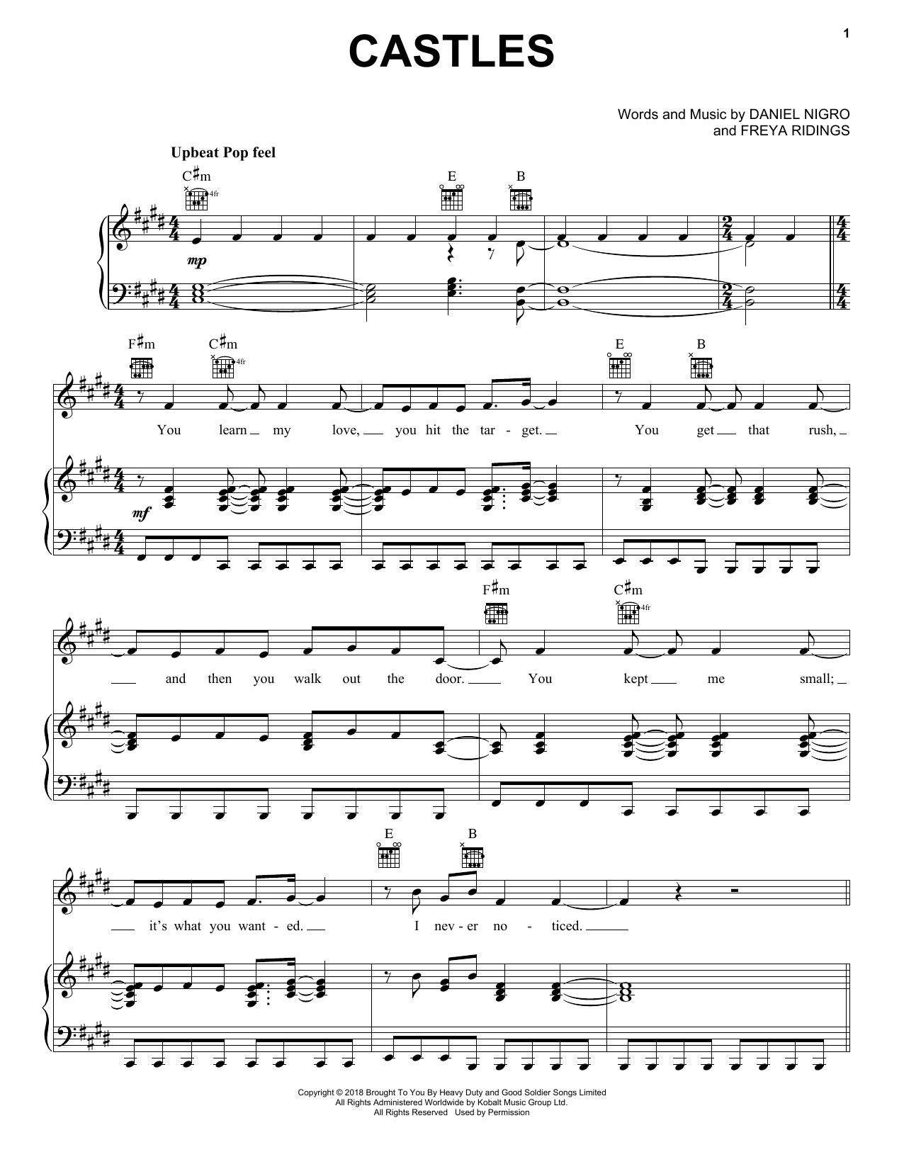 Freya Ridings Castles sheet music notes and chords. Download Printable PDF.