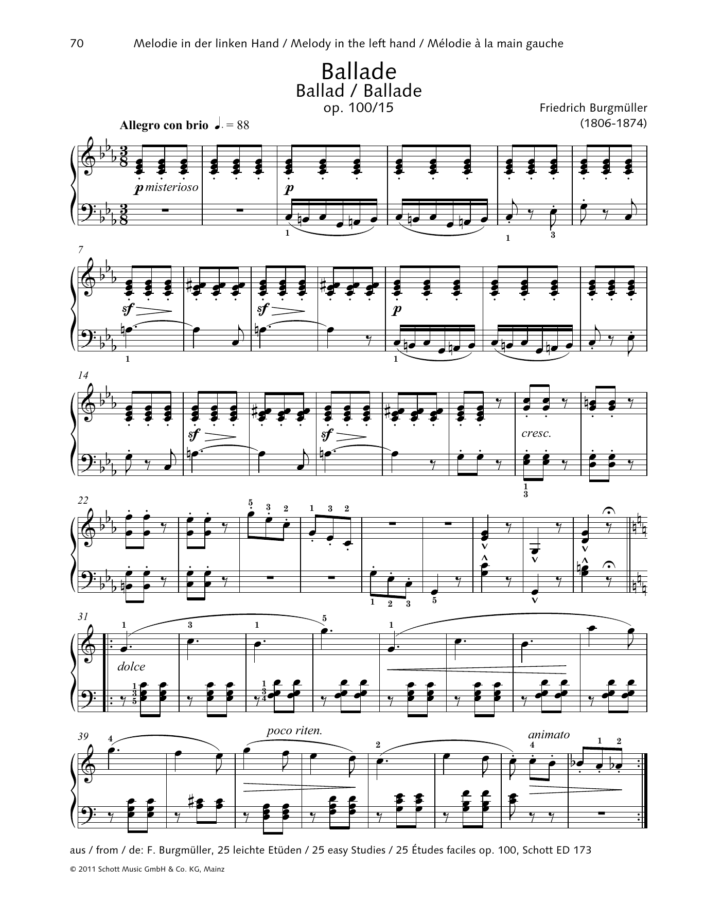 Friedrich Burgmuller Ballad sheet music notes and chords. Download Printable PDF.