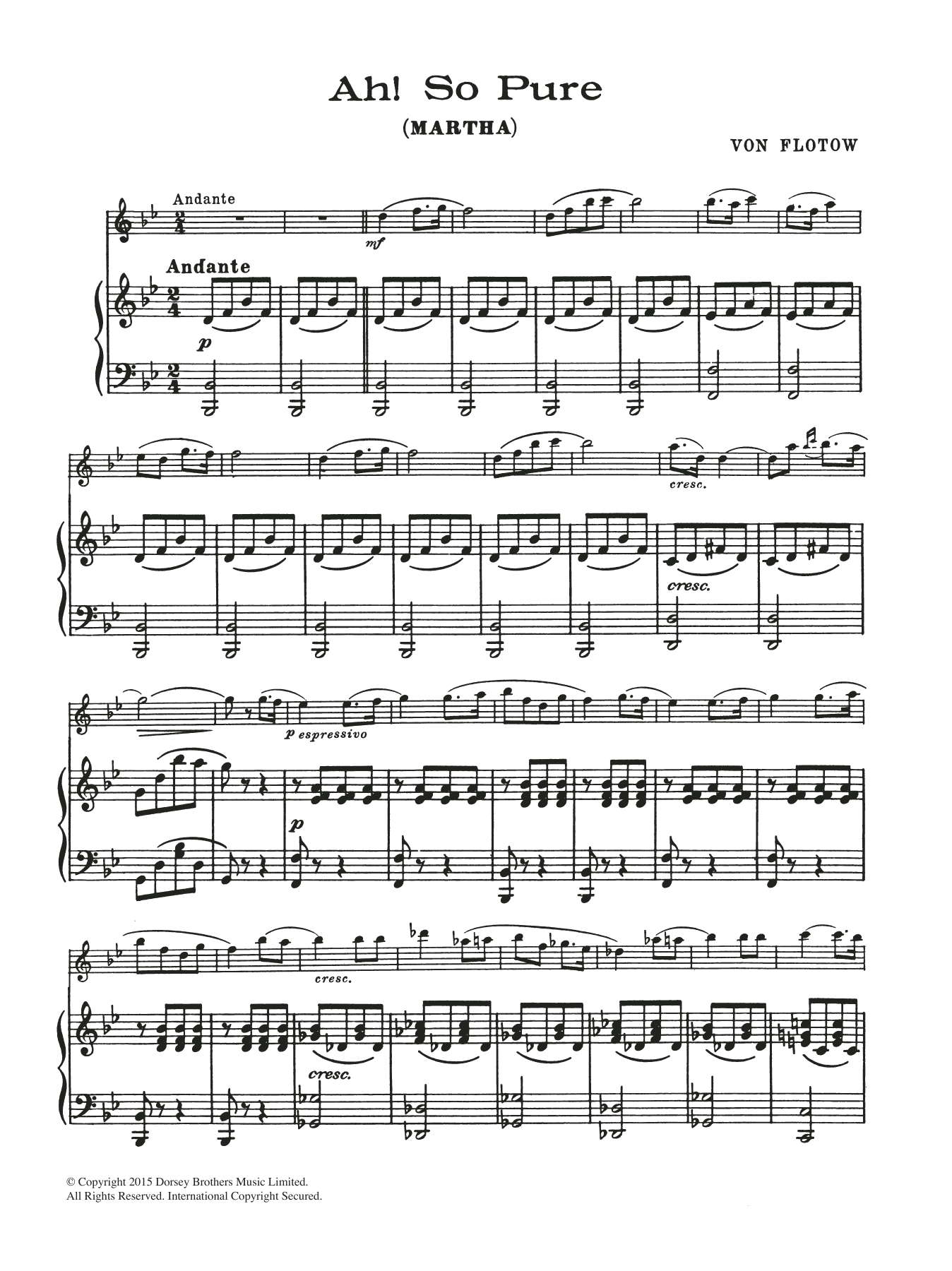 Friedrich Von Flotow Ah! So Pure sheet music notes and chords. Download Printable PDF.