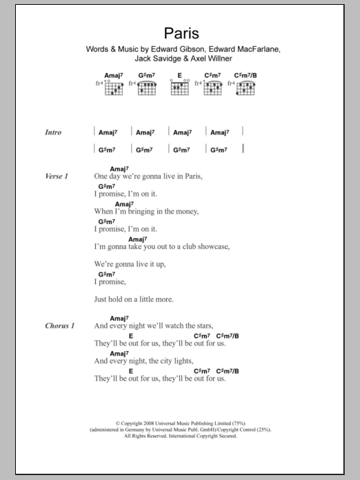 Friendly Fires Paris sheet music notes and chords. Download Printable PDF.