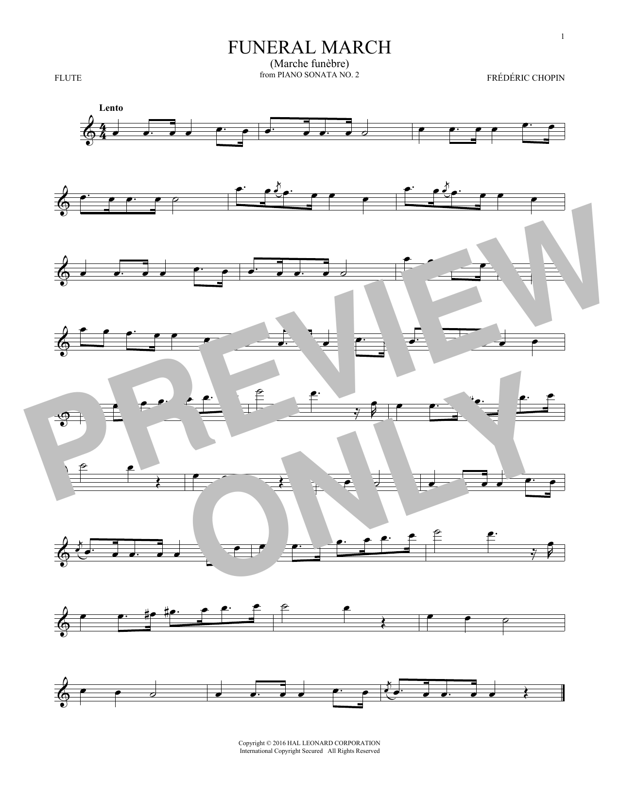 Frederic Chopin Funeral March sheet music notes and chords. Download Printable PDF.