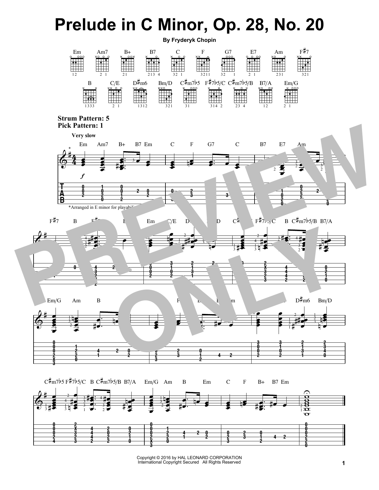 Frederic Chopin Prelude In C Minor, Op. 28, No. 20 sheet music notes and chords. Download Printable PDF.