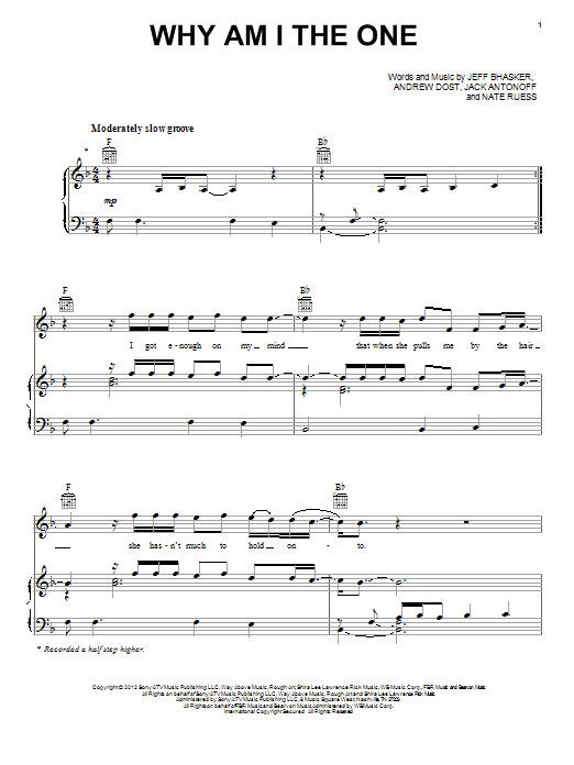Learn to play fun. Why Am I The One sheet music for Piano, Vocal & Guitar Chords (Right-Hand Melody) in minutes. Price: 7.8900$ fun. Why Am I The One sheet music notes and chords arranged for Piano, Vocal & Guitar Chords (Right-Hand Melody)