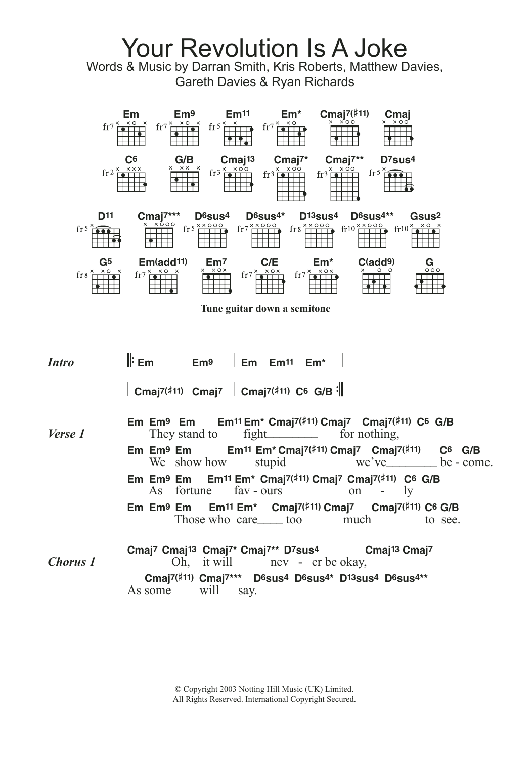 Funeral For A Friend Your Revolution Is A Joke sheet music notes and chords. Download Printable PDF.