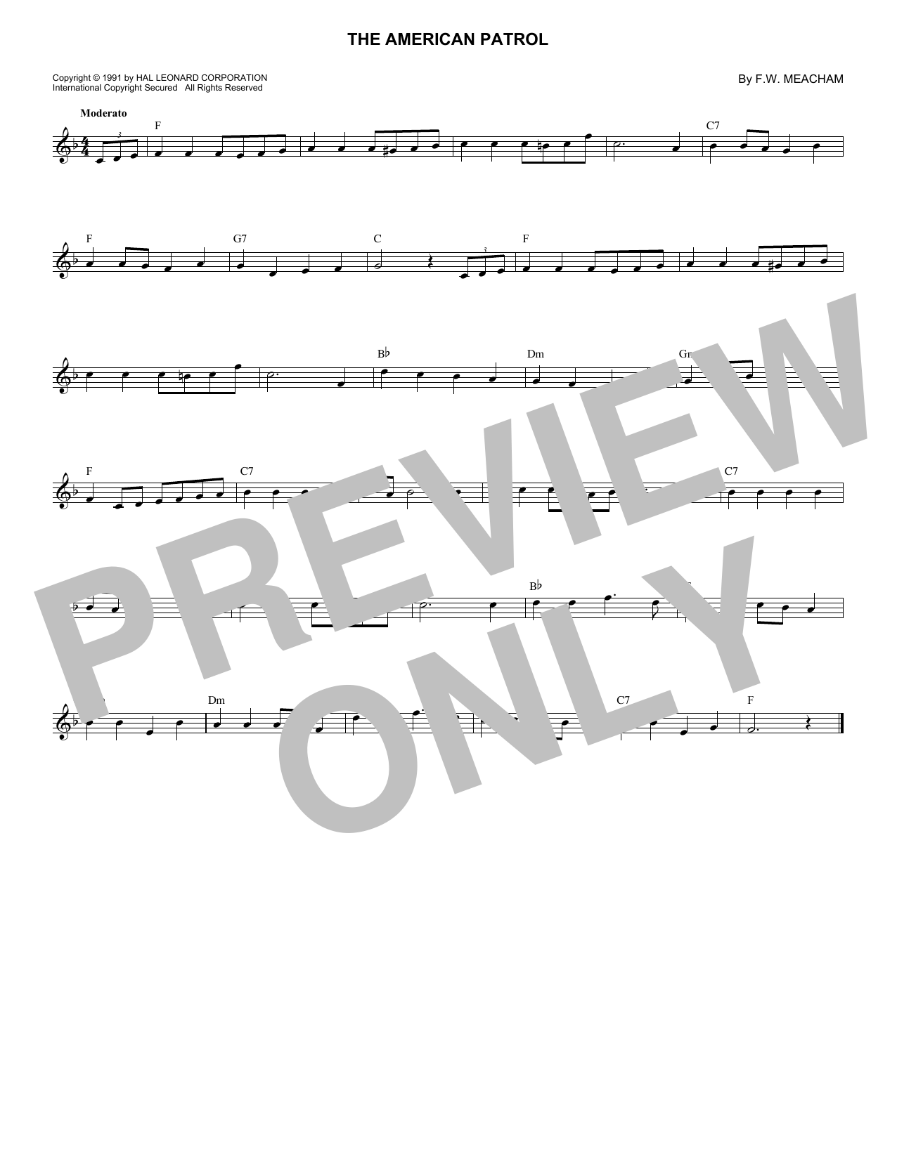 F.W. Meacham The American Patrol sheet music notes and chords. Download Printable PDF.