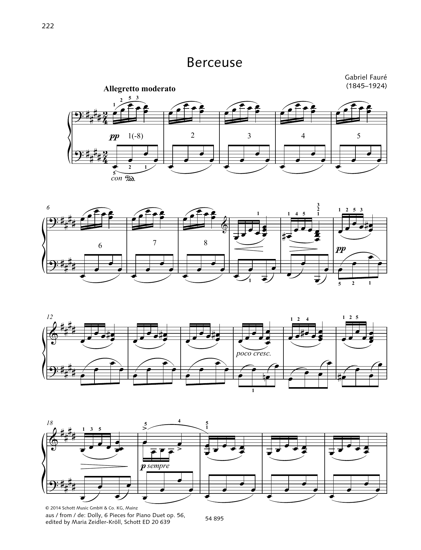 Gabriel Faure Berceuse sheet music notes and chords. Download Printable PDF.