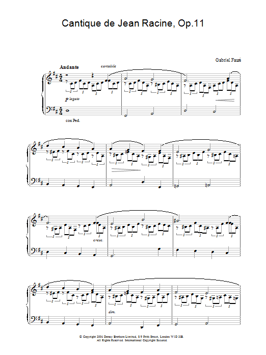 Gabriel Fauré Cantique de Jean Racine, Op.11 sheet music notes and chords. Download Printable PDF.