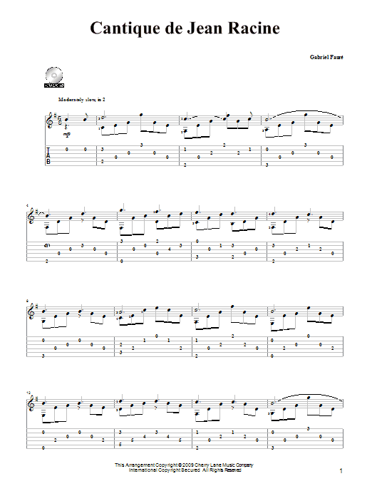 Gabriel Faure Cantique De Jean Racine sheet music notes and chords arranged for Solo Guitar