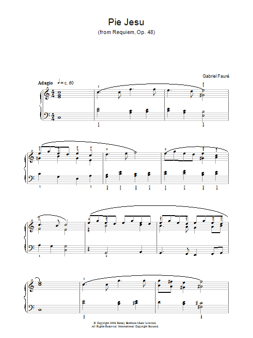 Learn to play Gabriel Faure Pie Jesu, Requiem, Op.48 sheet music for Piano Solo in minutes. Price: 7.8900$ Gabriel Faure Pie Jesu, Requiem, Op.48 sheet music notes and chords arranged for Piano Solo