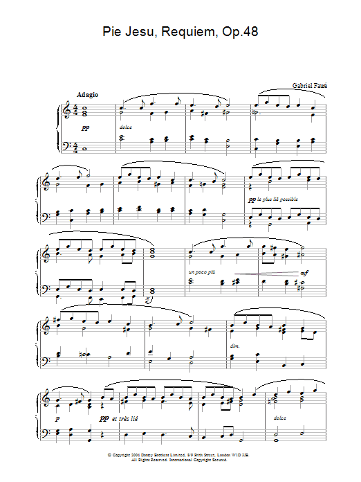 Gabriel Fauré Pie Jesu (from Requiem, Op.48) sheet music notes and chords. Download Printable PDF.