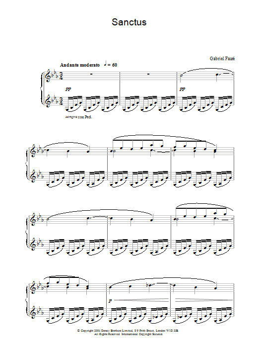 Learn to play Gabriel Faure Sanctus sheet music for Piano Solo in minutes. Price: 7.8900$ Gabriel Faure Sanctus sheet music notes and chords arranged for Piano Solo