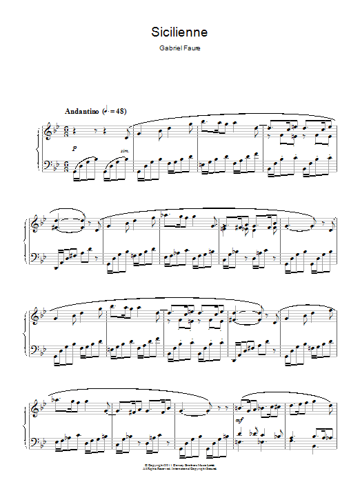 Gabriel Fauré Sicilienne sheet music notes and chords. Download Printable PDF.