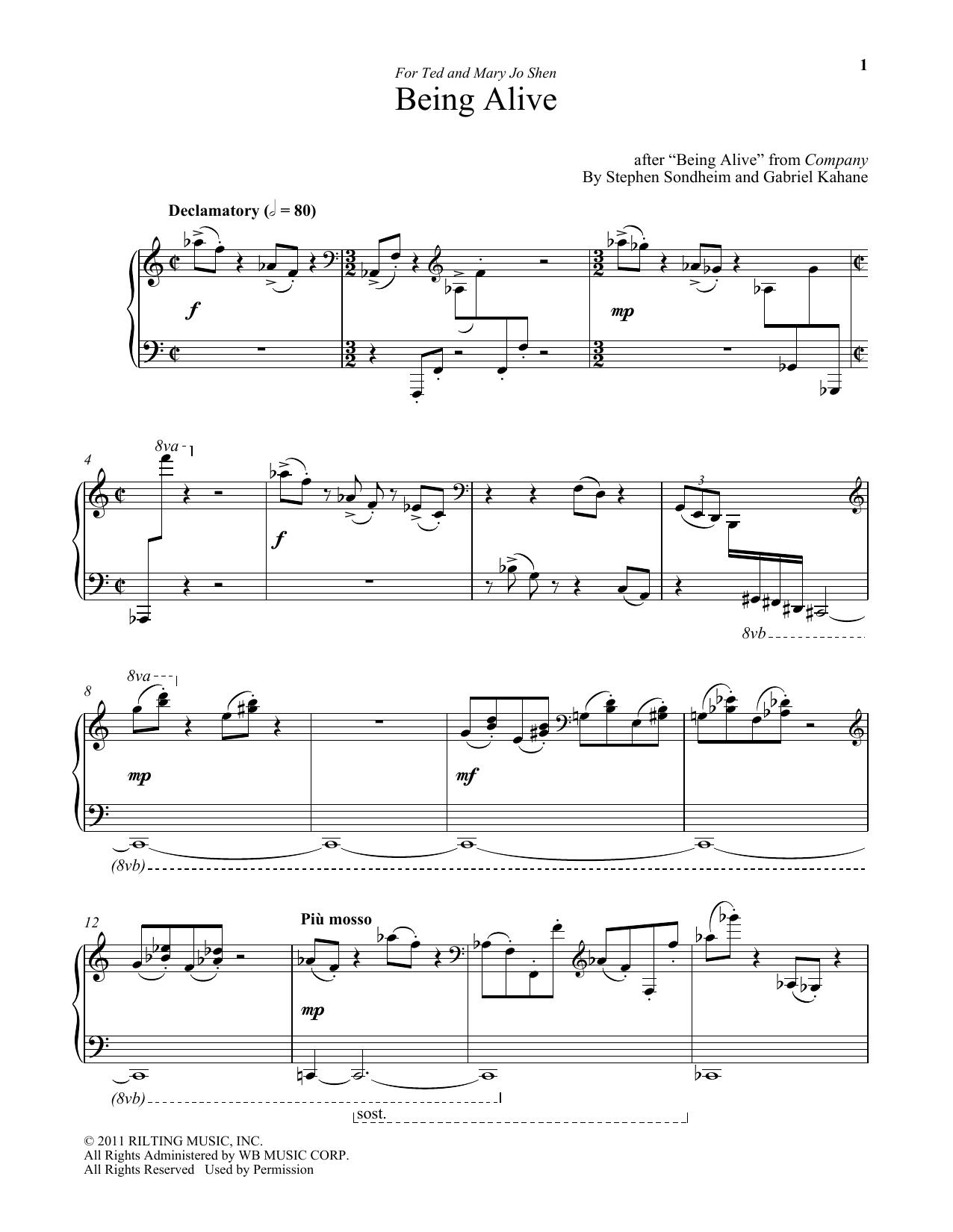 Learn to play Stephen Sondheim Being Alive (arr. Gabriel Kahane) sheet music for Piano Solo in minutes. Price: 7.8900$ Stephen Sondheim Being Alive (arr. Gabriel Kahane) sheet music notes and chords arranged for Piano Solo