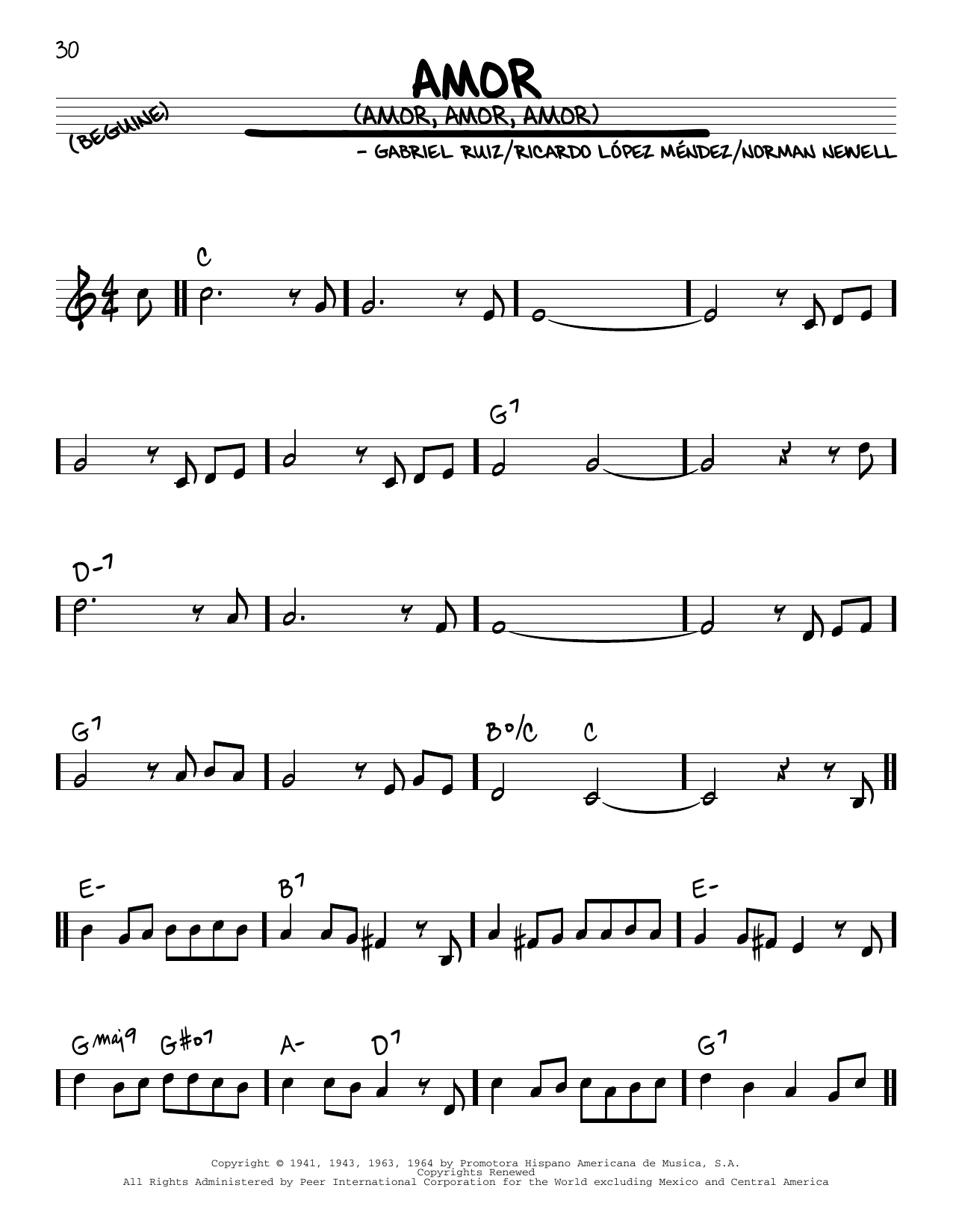 Gabriel Ruiz Amor (Amor, Amor, Amor) sheet music notes and chords. Download Printable PDF.