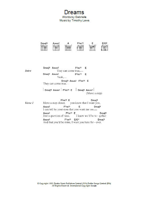 Gabrielle Dreams sheet music notes and chords. Download Printable PDF.