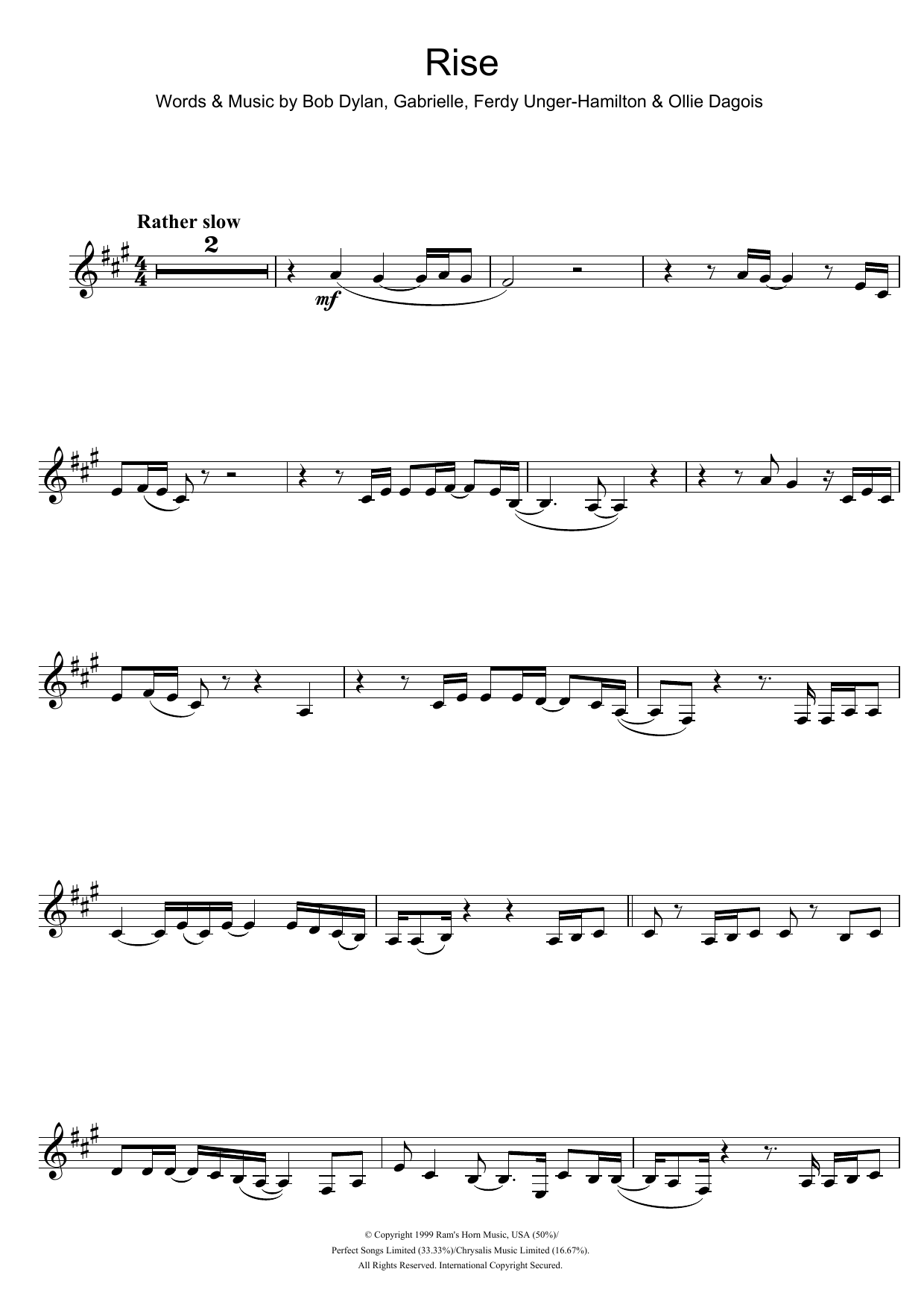 Gabrielle Rise sheet music notes and chords. Download Printable PDF.