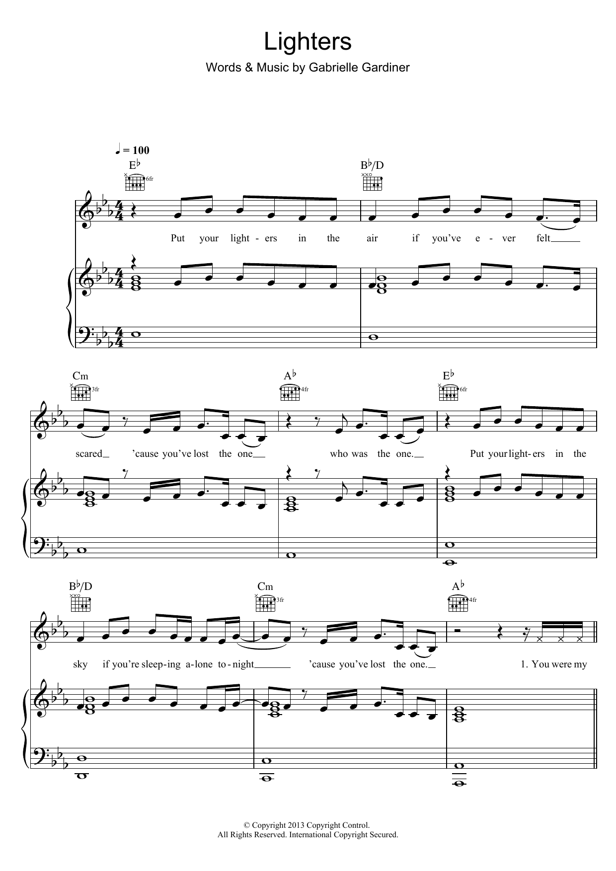 Learn to play Gabz Lighters (The One) sheet music for Piano, Vocal & Guitar Chords in minutes. Price: 7.8900$ Gabz Lighters (The One) sheet music notes and chords arranged for Piano, Vocal & Guitar Chords