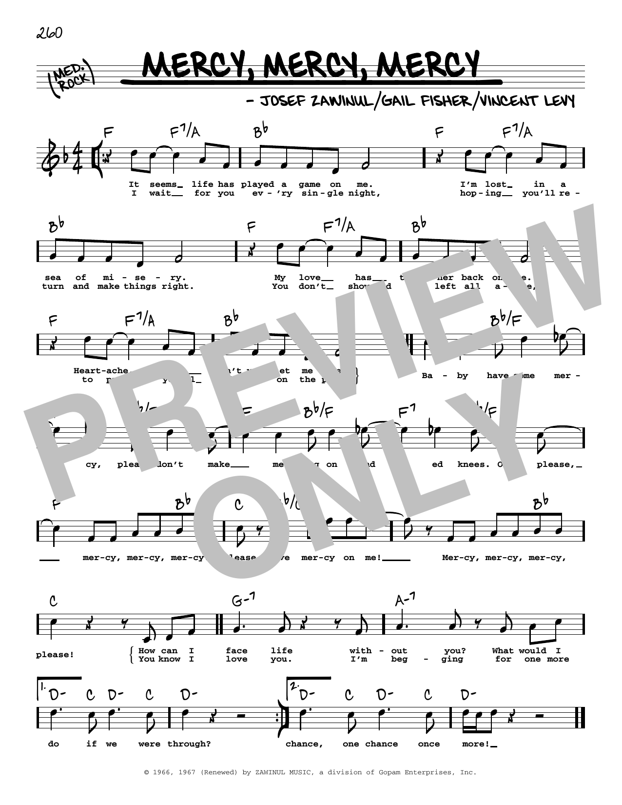 Learn to play Gail Fisher Mercy, Mercy, Mercy (High Voice) sheet music for Real Book – Melody, Lyrics & Chords in minutes. Price: 5.9900$ Gail Fisher Mercy, Mercy, Mercy (High Voice) sheet music notes and chords arranged for Real Book – Melody, Lyrics & Chords