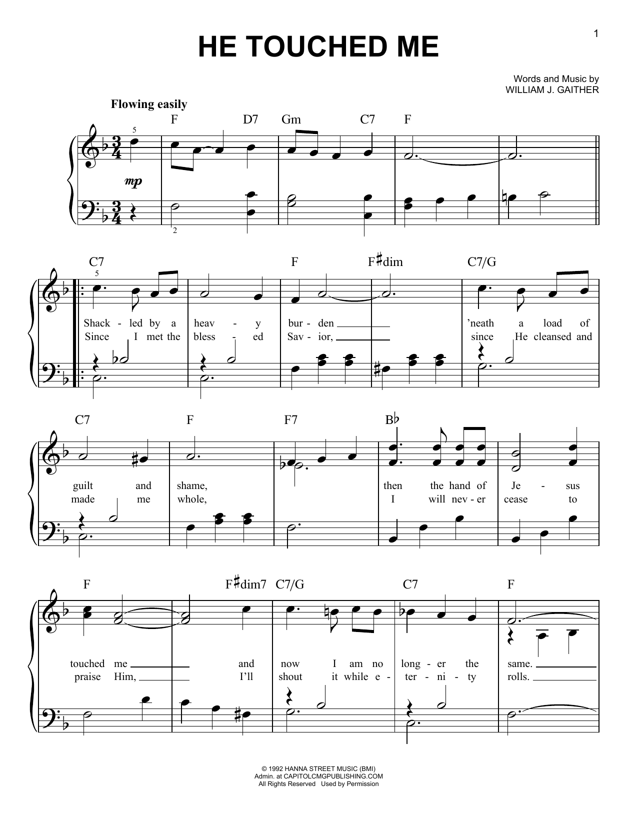 Gaither Vocal Band He Touched Me sheet music notes and chords. Download Printable PDF.