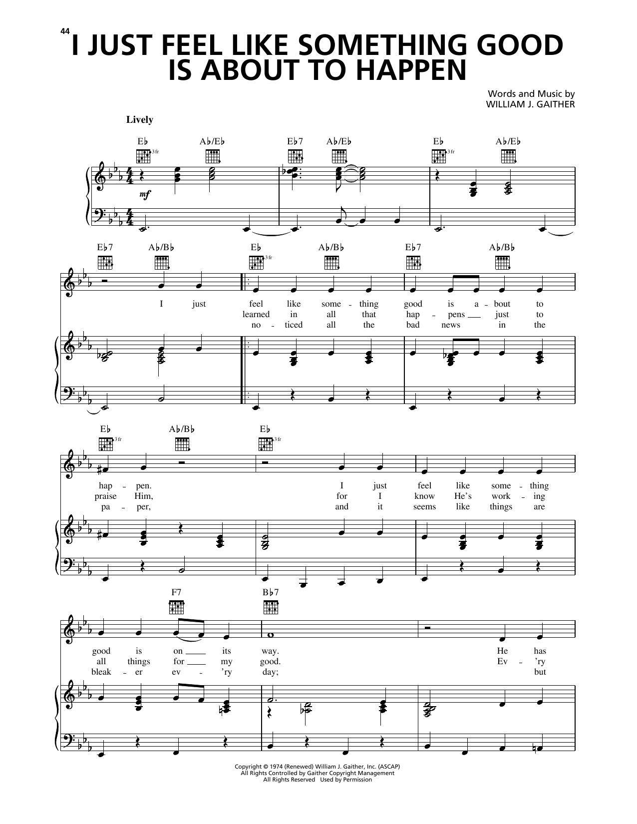 Gaither Vocal Band I Just Feel Like Something Good Is About To Happen sheet music notes and chords. Download Printable PDF.