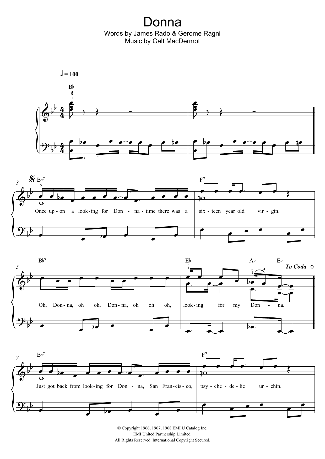 Learn to play Galt MacDermot Donna (from 'Hair') sheet music for Easy Piano in minutes. Price: 6.9900$ Galt MacDermot Donna (from 'Hair') sheet music notes and chords arranged for Easy Piano