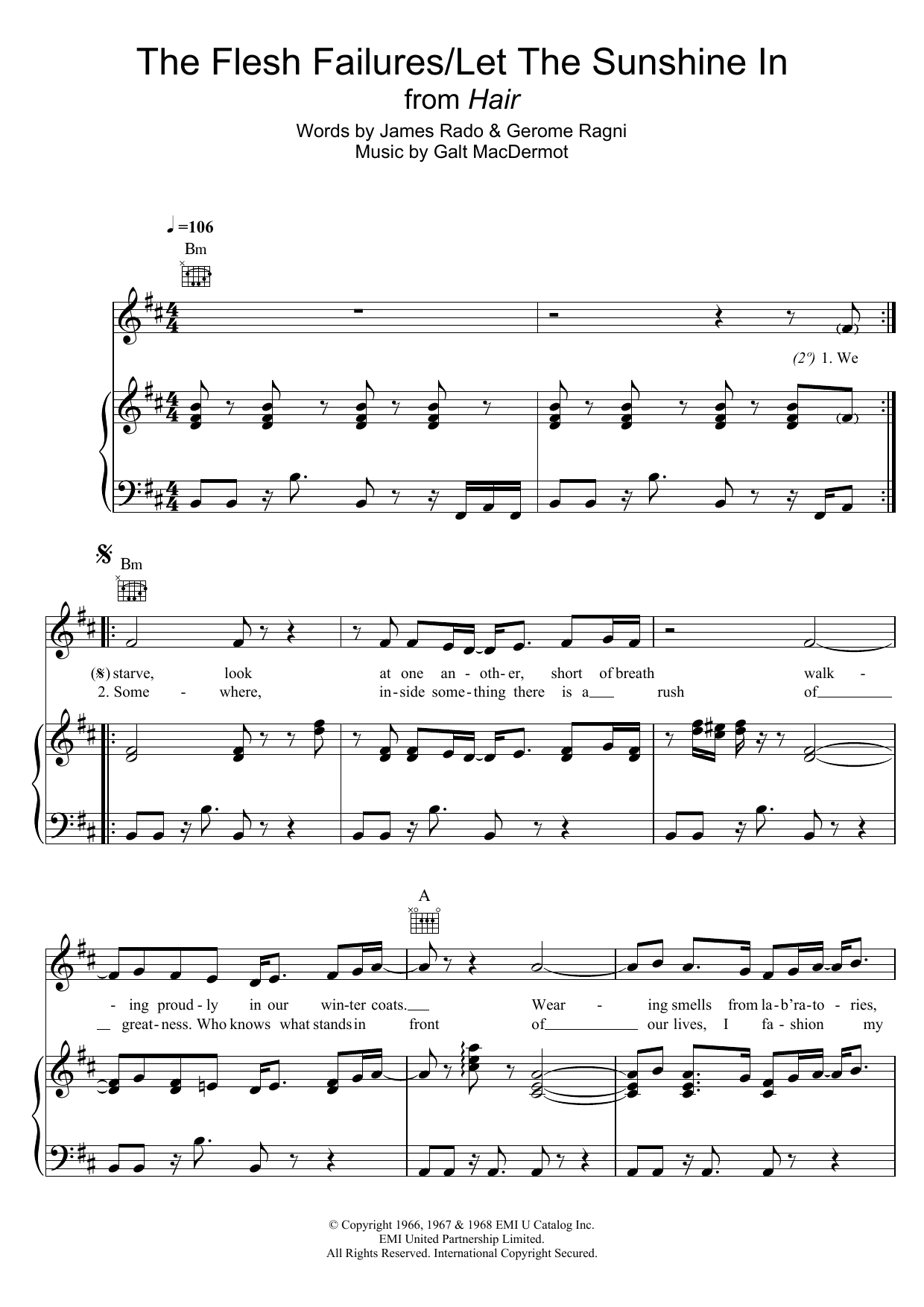 Galt MacDermot The Flesh Failures/Let The Sunshine In (from 'Hair') sheet music notes and chords. Download Printable PDF.