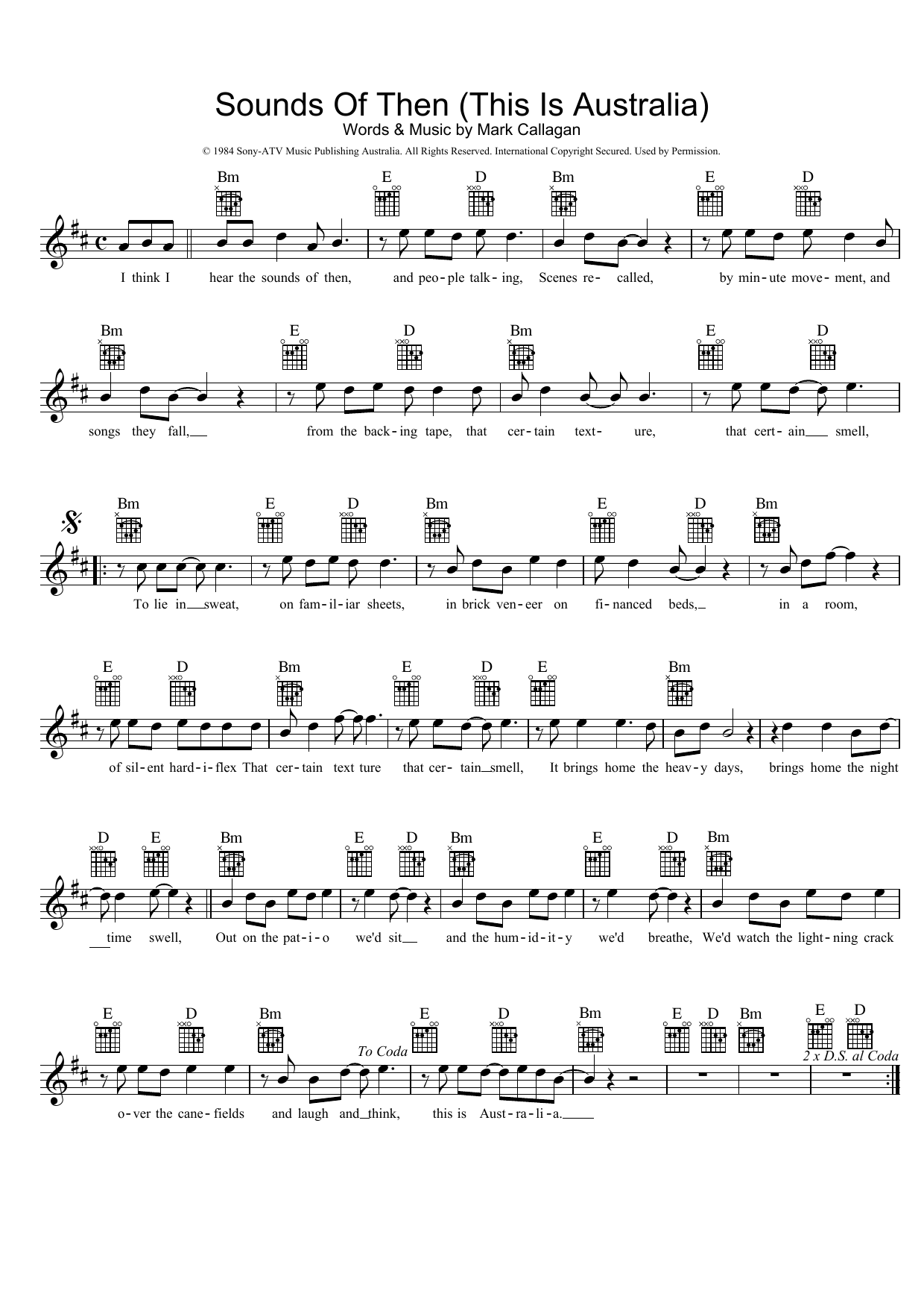 Ganggajang Sounds Of Then (This Is Australia) sheet music notes and chords. Download Printable PDF.