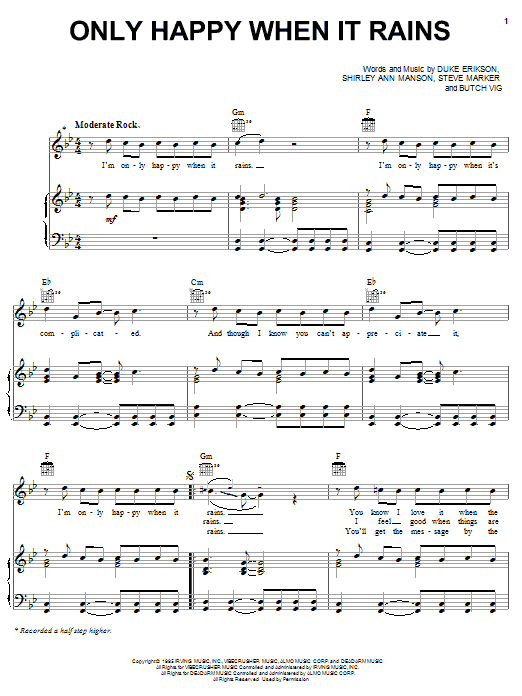 Garbage Only Happy When It Rains sheet music notes and chords. Download Printable PDF.