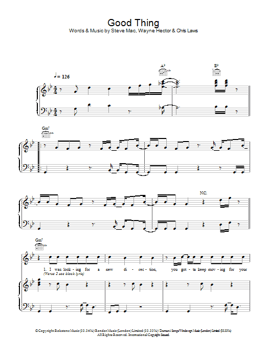 Learn to play Gareth Gates Good Thing sheet music for Piano, Vocal & Guitar Chords in minutes. Price: 7.8900$ Gareth Gates Good Thing sheet music notes and chords arranged for Piano, Vocal & Guitar Chords