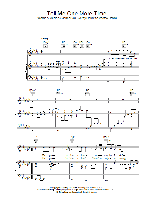 Learn to play Gareth Gates Tell Me One More Time sheet music for Piano, Vocal & Guitar Chords in minutes. Price: 7.8900$ Gareth Gates Tell Me One More Time sheet music notes and chords arranged for Piano, Vocal & Guitar Chords