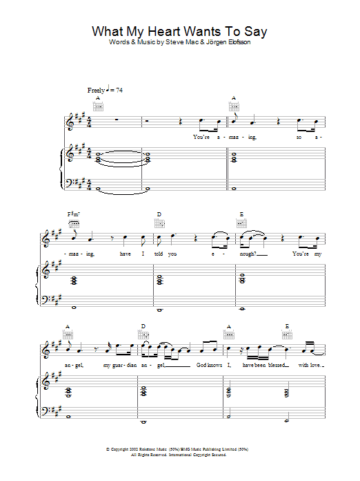 Learn to play Gareth Gates What My Heart Wants To Say sheet music for Piano, Vocal & Guitar Chords in minutes. Price: 7.8900$ Gareth Gates What My Heart Wants To Say sheet music notes and chords arranged for Piano, Vocal & Guitar Chords
