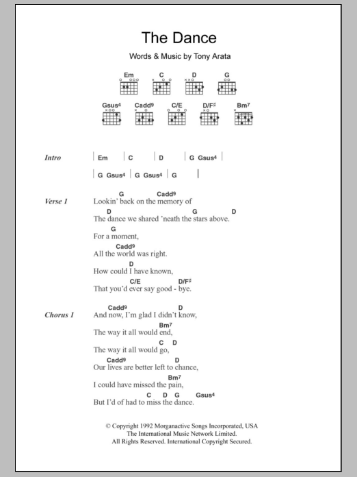 Garth Brooks The Dance sheet music notes and chords. Download Printable PDF.