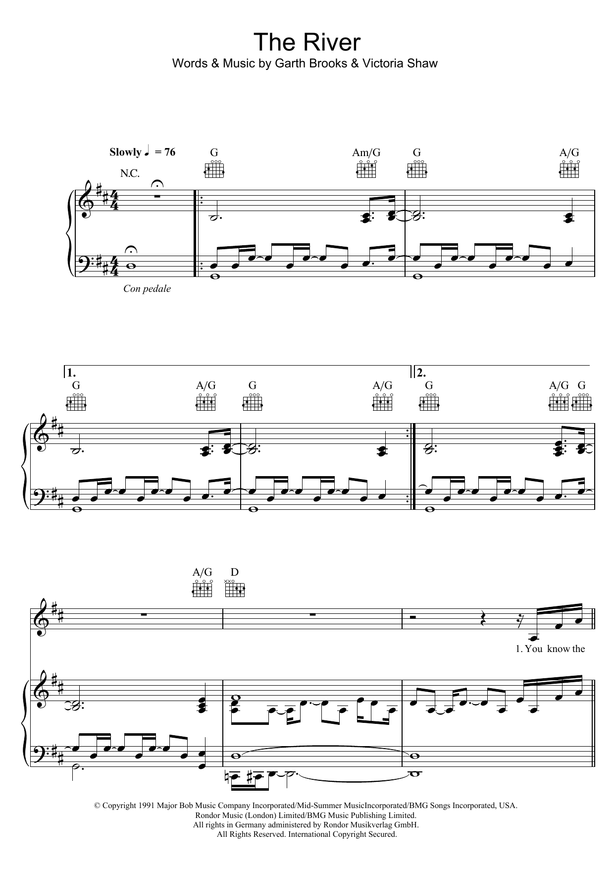 Garth Brooks The River sheet music notes and chords. Download Printable PDF.