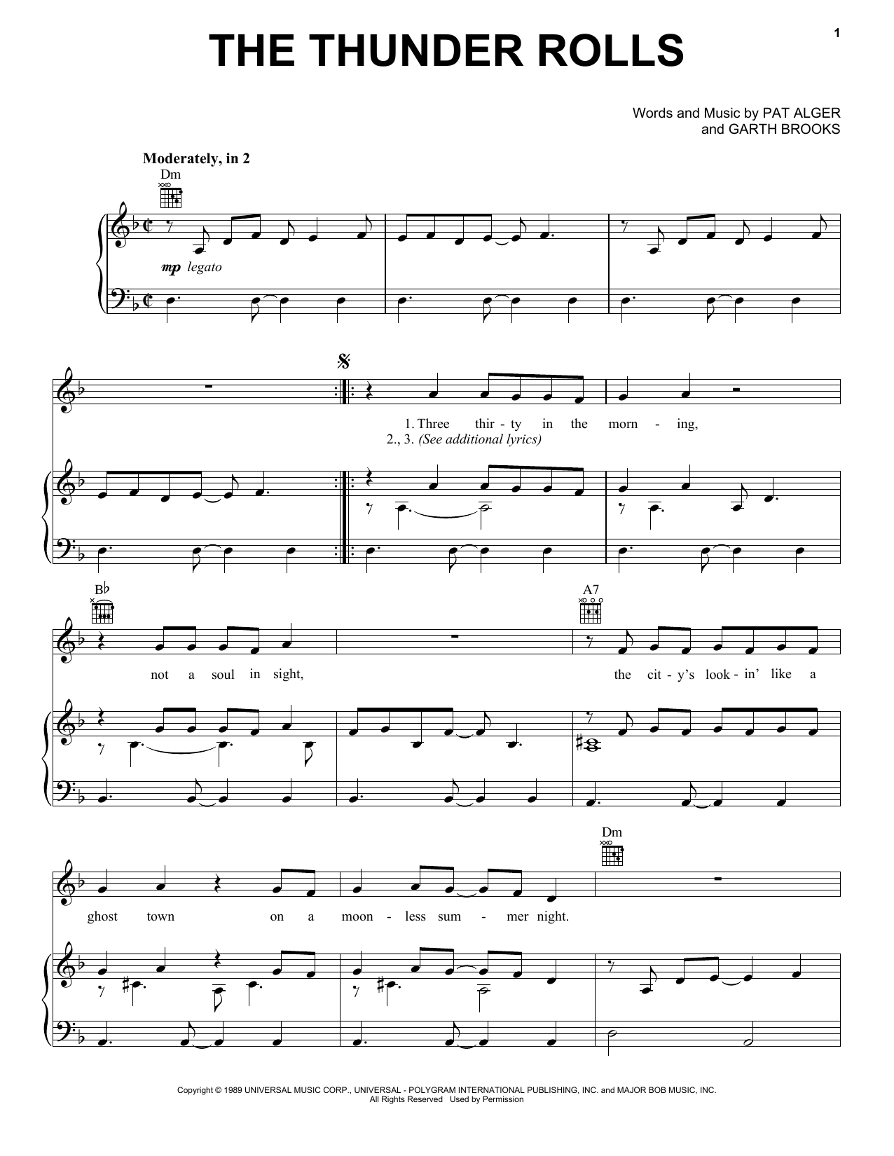 Garth Brooks The Thunder Rolls sheet music notes and chords. Download Printable PDF.