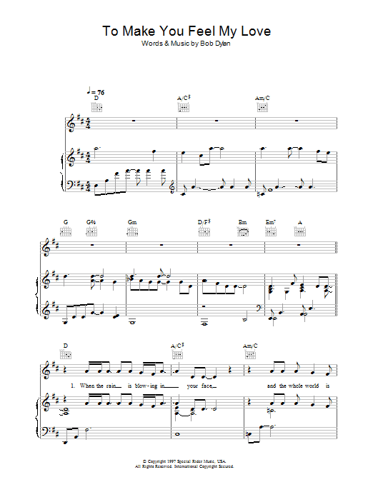 Garth Brooks To Make You Feel My Love sheet music notes and chords. Download Printable PDF.