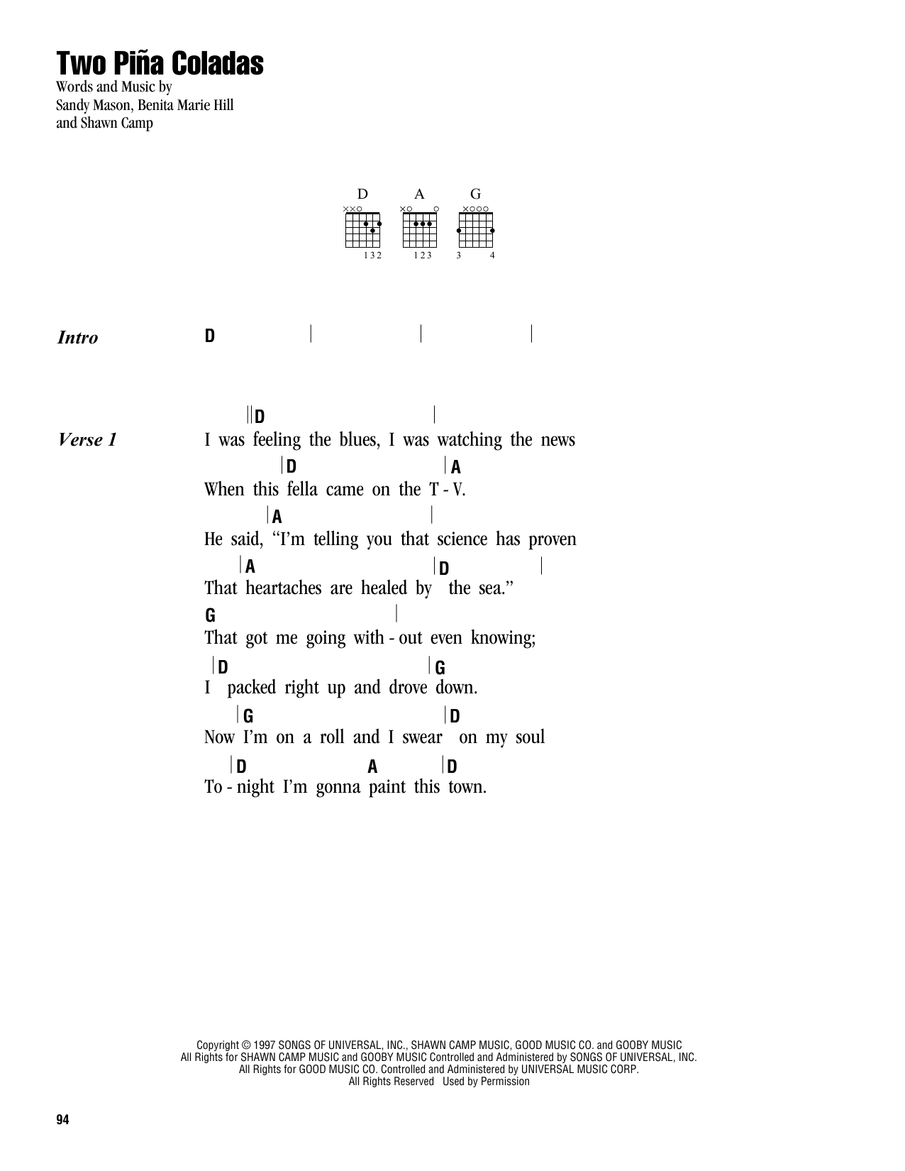 Garth Brooks Two Pina Coladas sheet music notes and chords. Download Printable PDF.