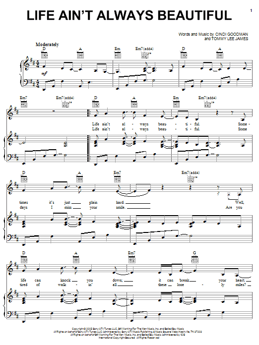 Learn to play Gary Allan Life Ain't Always Beautiful sheet music for Piano, Vocal & Guitar Chords (Right-Hand Melody) in minutes. Price: 7.8900$ Gary Allan Life Ain't Always Beautiful sheet music notes and chords arranged for Piano, Vocal & Guitar Chords (Right-Hand Melody)