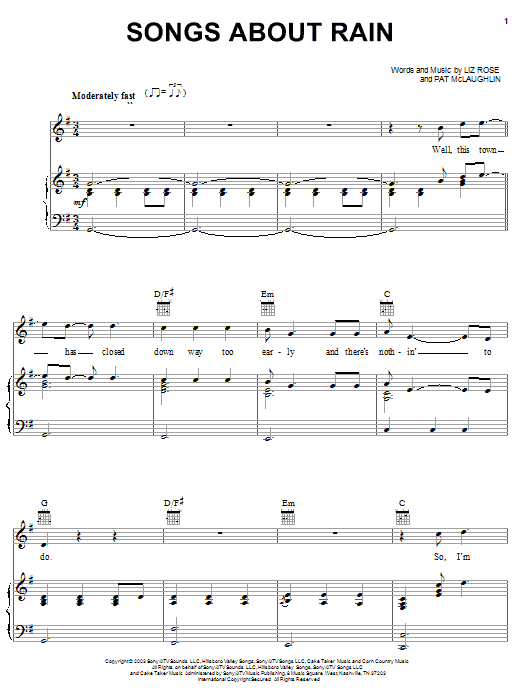 Learn to play Gary Allan Songs About Rain sheet music for Piano, Vocal & Guitar Chords (Right-Hand Melody) in minutes. Price: 7.8900$ Gary Allan Songs About Rain sheet music notes and chords arranged for Piano, Vocal & Guitar Chords (Right-Hand Melody)