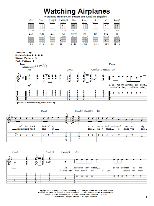 Gary Allan Watching Airplanes sheet music notes and chords. Download Printable PDF.